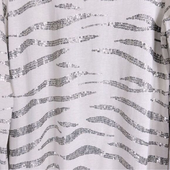 Joan Vass Women's Silver Sequin Embellished Zebra Print Dress - Picture 4 of 5